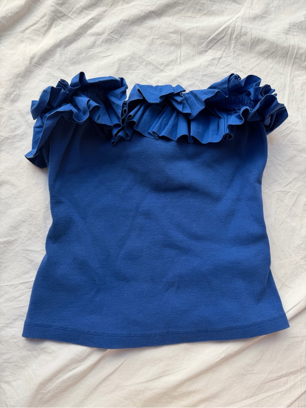 Maeve by Anthropologie Royal Blue Ruffled Strapless Tube Top Medium